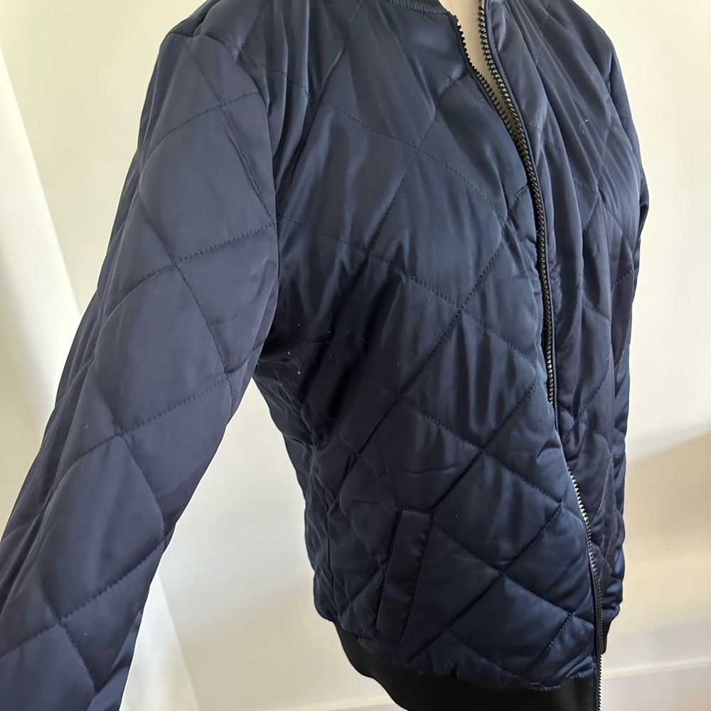 $179 - Blanc Noir Reversible bomber jacket- black/ navy - Small - Picture 2 of 8